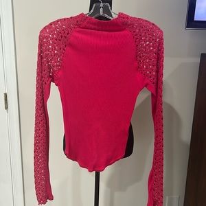 Free people top with lace sleeve